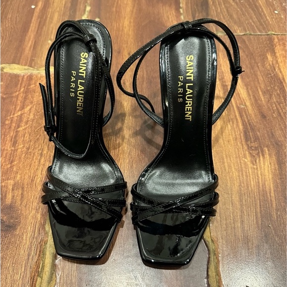 Saint Laurent Shoes - Saint Laurent Glossy Black Strappy Heels